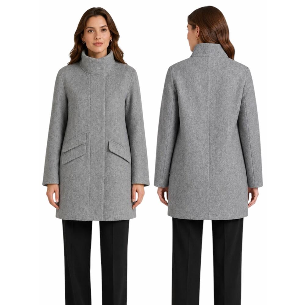 J. Crew Cocoon Coat in Italian Stadium Cloth Wool Blend Gray Size 2